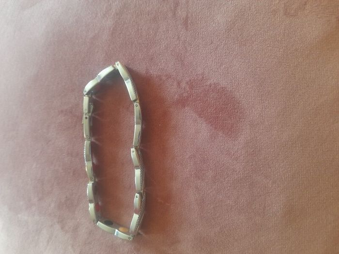 ladies magnetic silver and copper wrist bracelet