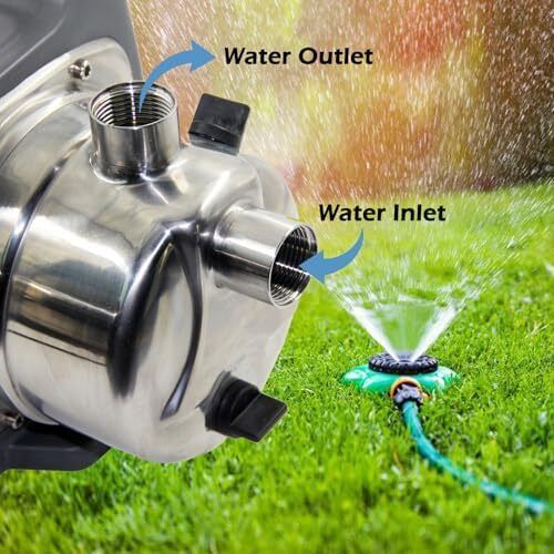 1200W Portable Garden Booster Jet Pump, 3500L/H Stainless Steel Pressure Pump, Max Water Lift 46m, 4.6 bar