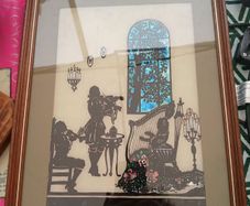 Vintage painting on glass, Reverse Art