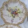Rare Hand Painted By 'George White' 9 piece set. Antique Victorian Doulton Burslem 9pc Blush Ivory Dessert Service, Gold Gilt Pedestal Compotes & Cabinet Plates 22cm width Image 9