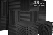 48 Pack Acoustic Foam Panel Wedge Studio Soundproofing Wall Tiles 12" X 12" X 1"(FREE POSTAGE)