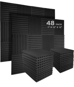 48 Pack Acoustic Foam Panel Wedge Studio Soundproofing Wall Tiles 12" X 12" X 1"(FREE POSTAGE)
