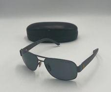 Polo Ralph Lauren Mens Polarized Pilot Sunglasses Black/Grey with Case
