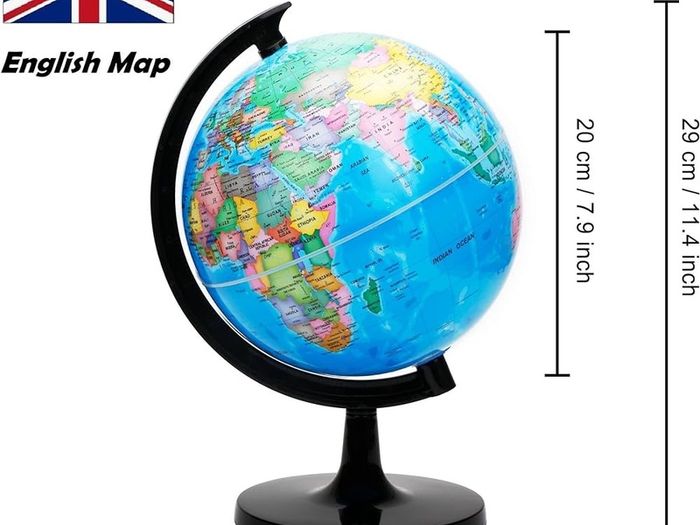 20cm World Globe Political Map - Educational Geographic Globe - Self Assembled School Globe