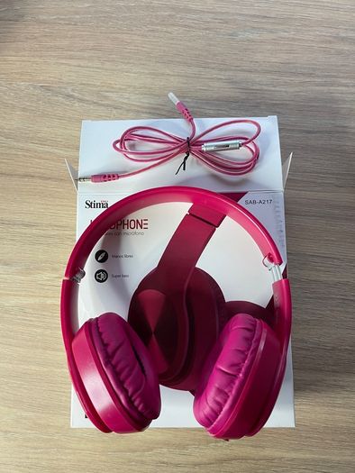 Brand New Dark Pink Wired Headphones with Microphone Super Bass 6D Stereo Headset