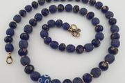 Antique Venetian African Style Floral &amp; African Blue Glass Beads Necklace