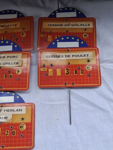 9 X Vintage French Fully Adjustable Price Display Signs