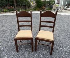 Set of 5 Solid Vintage Wooden Ladder Back Dining Chairs