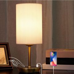 FREE P&PTouch Bedside Lamps, Dimmable USB Table Lamp with 2 USB Charging Ports  (Bulb Included)