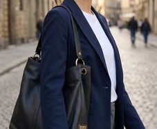 Beautiful Italian Luisa Spagnoli Black Leather Shoulder Bucket Bag