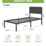 Single Bed Frame 3ft with Upholstered Headboard, 36 cm High, Heavy Duty Metal Bed Frame Single with Steel Slats, Ample Storage Underbed, Easy Assembly, Noise Free, Black Image 2