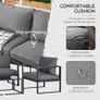 4 Pieces Garden Sofa Set, Including 2 Single Armchairs, 1 Bench & Side Table, Aluminium Frame Patio Furniture with Cushions, Grey Image 2