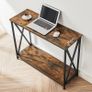 Console Table, Side Table, Hallway Table, Sofa Table, Cross Braces, 100 x 35 x 80 cm, for Living Room, Hallway, Steel Frame, Industrial Design, Vintage Brown/Black Image 4