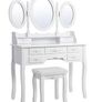 Dressing Table Set with 3 mirrors with stool, 7 drawers with 2 Dividers Make-up Dresse Image 5