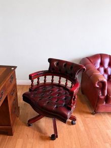 Fabulous Vintage Chesterfield Captains Oxblood swivel chair