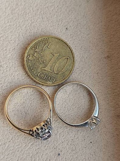 Small size: 18 CT Gold Diamond ring 450 euro and  18 CT Diamond, Iolite ring 450 euro