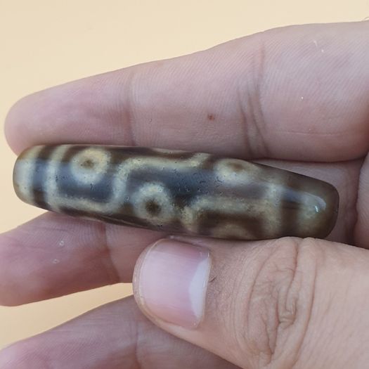 Vintage 9 Eyes Himalayan Tibetan Agate Dzi Bead Amulet