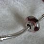 Pandora violet/purple murano glass charm with grey/Wlwhite hearts very good condition Image 8