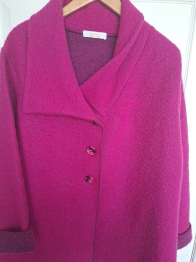 Cerise Pink  Woolen Coat by Vannucci. Size 18/20