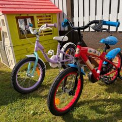 Kids Bikes Girl and Boy Spider Man with Helmets