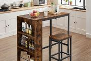 Industrial Bar Table with 2 Stools  Vintage Brown Breakfast Bar &amp; Home Bar Set