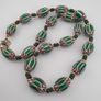 Antique Venetian Style Green Chevron Glass Beads Necklace Image 2