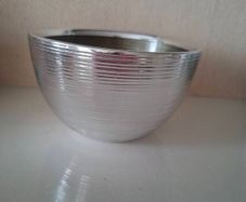 Hand Blown Glass Small Bowl with Silver Plate by Greggio