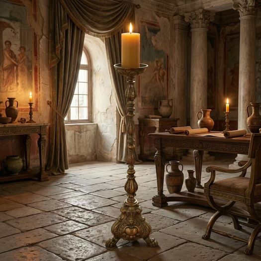 Heavy old brass  floor candlestick