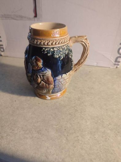 Western Germany Small Beer Stein Couple in Pub Floral Sides Vintage 5 INCHS Mug