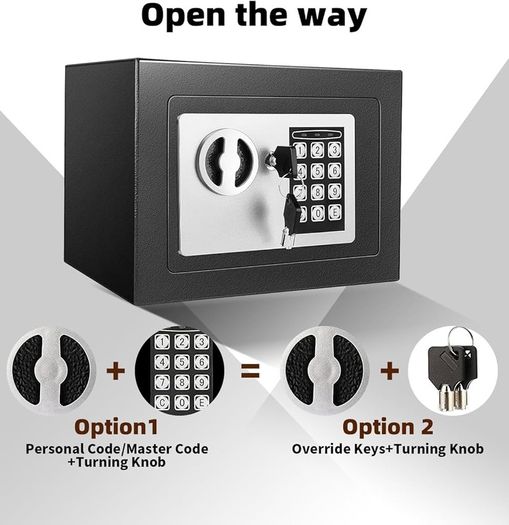 NEW SALE | 4.6L Digital Steel Safe, Fireproof Safe Boxes for Home Use, Electronic Security Home Office Money Cash Safe Box With 2 keys, Wall Safes 230mmx170mmx170mm-Black
