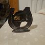 Vintage Solid Cast Brass Horse Head & Horseshoe , 4" Equestrian Decor Image 2