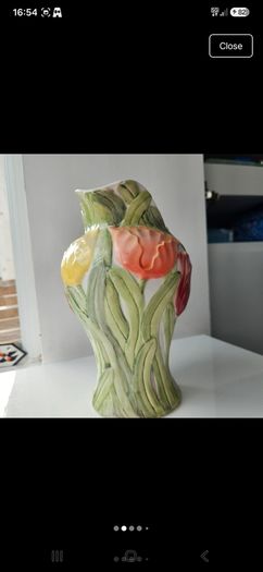 Vintage Fitz & Floyd Omnibus ceramic tulip pitcher 64oz
