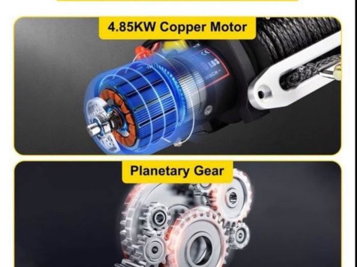 Electric Winch 13500 LBS/ 6123KG 12V 27M/92FT Synthetic Tow Rope