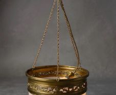 FLASH SALE ! Was 395 Now 320 ! Art Nouveau Brass & Cut Glass Pendant Light