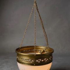 FLASH SALE ! Was 395 Now 320 ! Art Nouveau Brass & Cut Glass Pendant Light