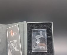 Guinness Toucan Hologram Glass Paperweight Boxed . 6cm x4cm