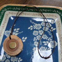 Wooden Bronze Feature Necklace