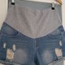 UNSIGNED Distressed denim maternity shorts Sz M (Fit 12UK) Image 6