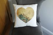 White Cushion with Golden Heart Insert