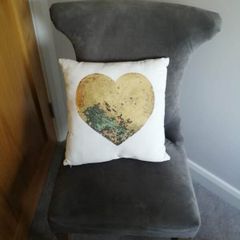 White Cushion with Golden Heart Insert