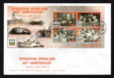 2004 Isle of Man Operation Overlord 60th anniversary Commemorative Stamps Miniature Sheet First Day Cover (FDC)