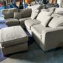 Large grey corner sofa with footstooll Image 4