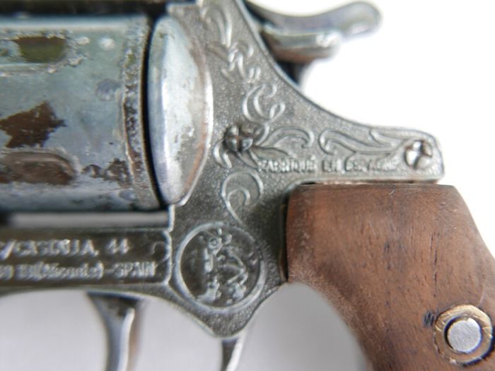 Vintage 60s Metal Cap Gun Firecracker Pistol, Wooden Handle