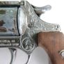 Vintage 60s Metal Cap Gun Firecracker Pistol, Wooden Handle Image 6