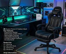 Huzaro Force 4.7 Carbon Mesh Gaming Chair Ergonomic Gaming Chair with Footrest & Lumbar Support