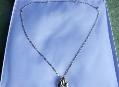 Vintage 9Ct Solid Yellow Gold 375 Hallmark Trinity Knot Three Circle and Necklace L-19"  5.0g