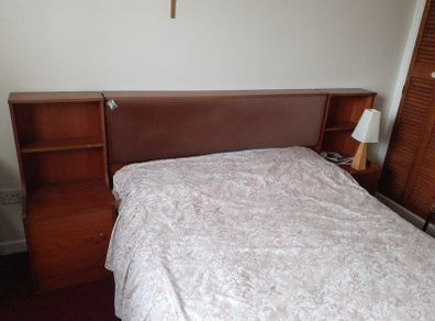 vintage bed frame with lockers