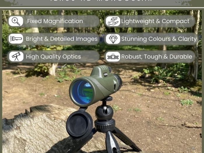 12x50 High Power Monocular Telescope with Smartphone Holder & Tripod for Adults & Kids, Waterproof FMC HD Lens & Scope for Bird Watching, Camping, Hiking, Hunting, Concert, Wildlife, Travel (FREE POSTAGE)