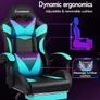 LED Gaming Chair with 8 Point Massage, Ergonomic Computer Office Chairs with Headrest, Lumbar Cushion, Footrest, RGB Light, High Back 150 Reclining, 360 Swivel, PU Leather, Cyan Image 4