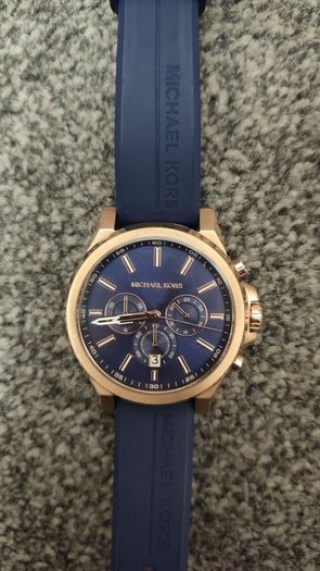 michael kors navy blue rose gold men watch